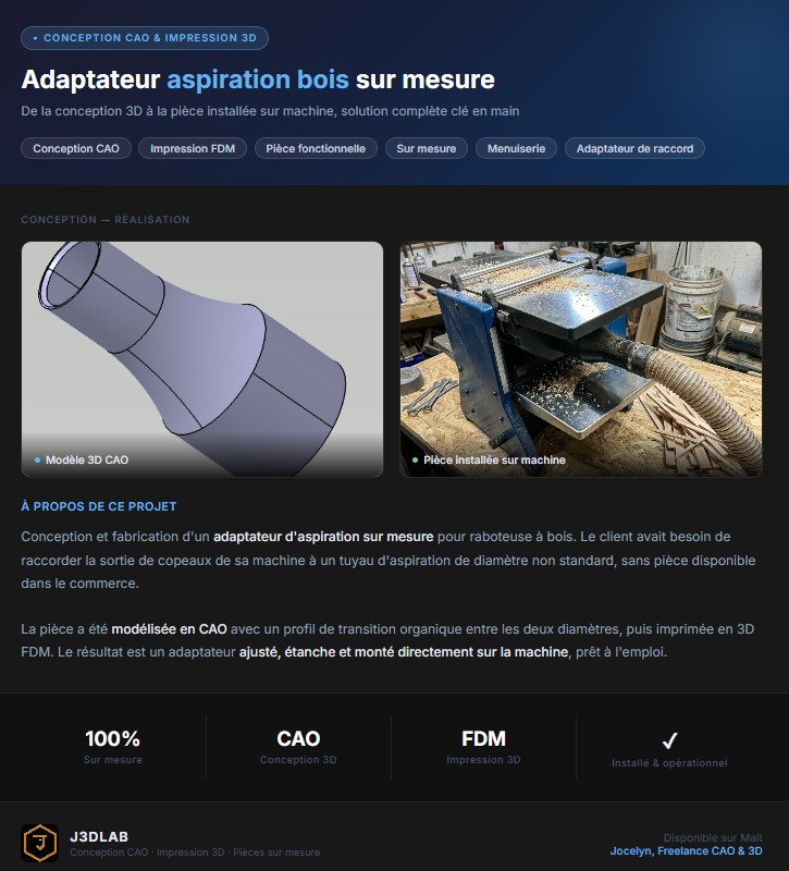 Adaptateur machine &agrave; bois - pr&eacute;sentation